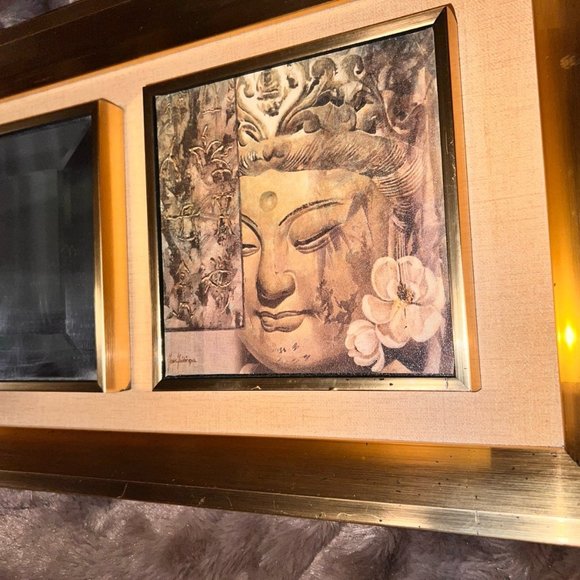 Buddha decorative Picture Gold frame 2x head Picture frame W/Center Mirror - Picture 5 of 7